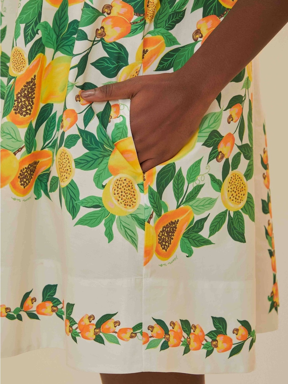 FARM Rio White 100% Cotton Dress w Tropical Fruit Print, NWT Recent Collection! - Picture 2 of 10